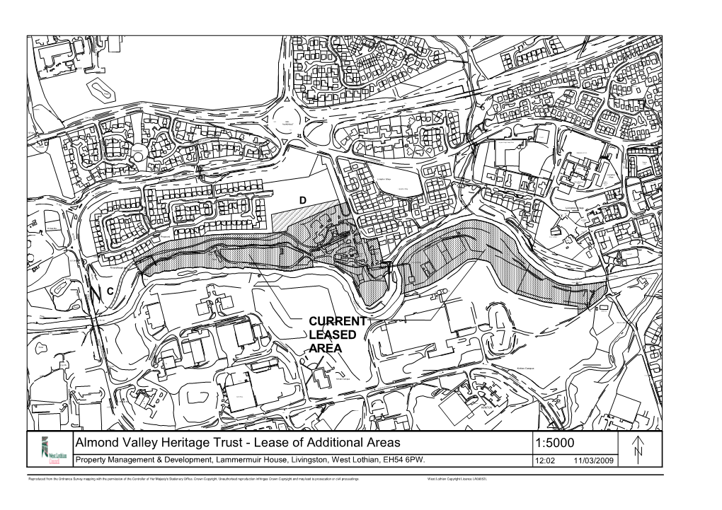 Almond Valley Heritage Trust - Lease of Additional Areas 1:5000 Property Management & Development, Lammermuir House, Livingston, West Lothian, EH54 6PW