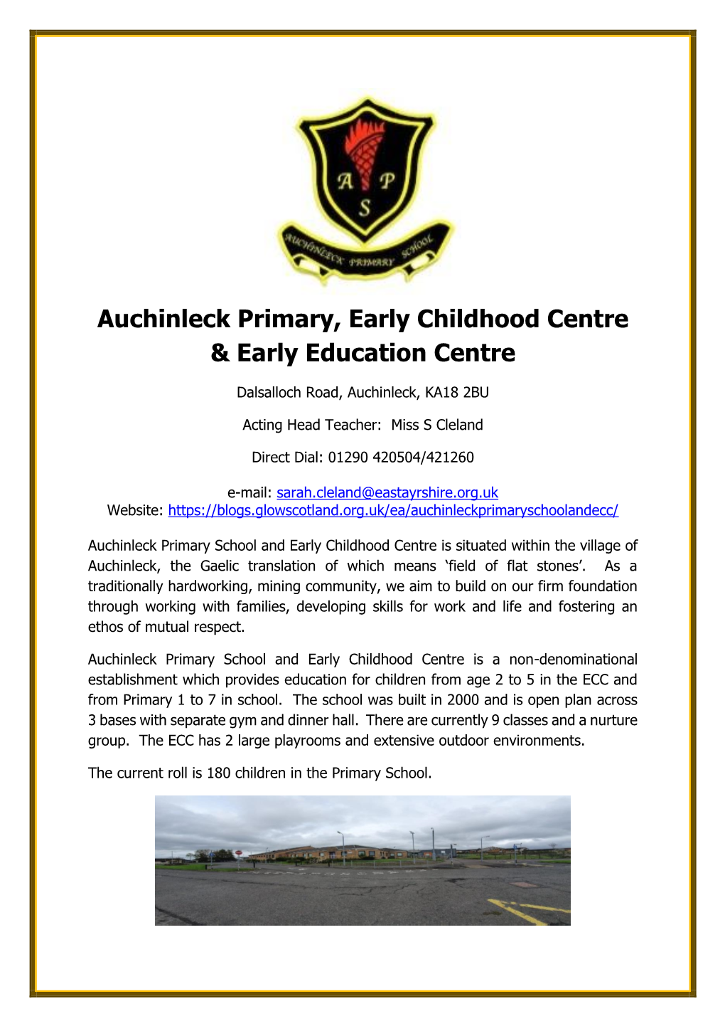 Auchinleck Early Childhood Centre Handbook