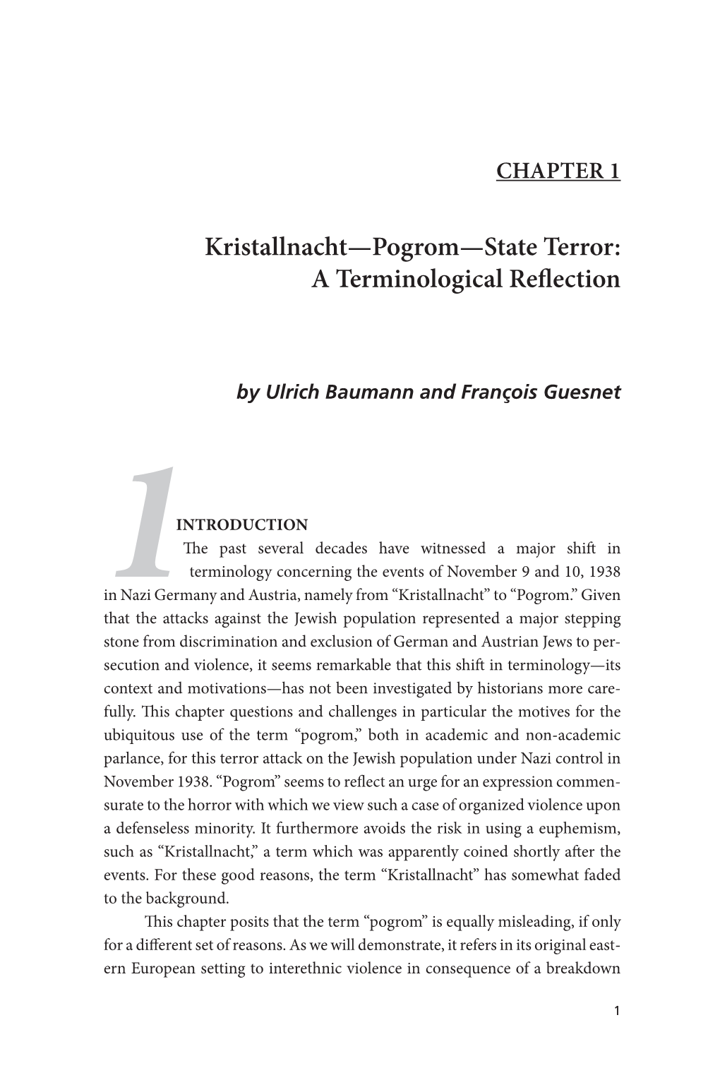 Kristallnacht—Pogrom—State Terror: a Terminological Reflection