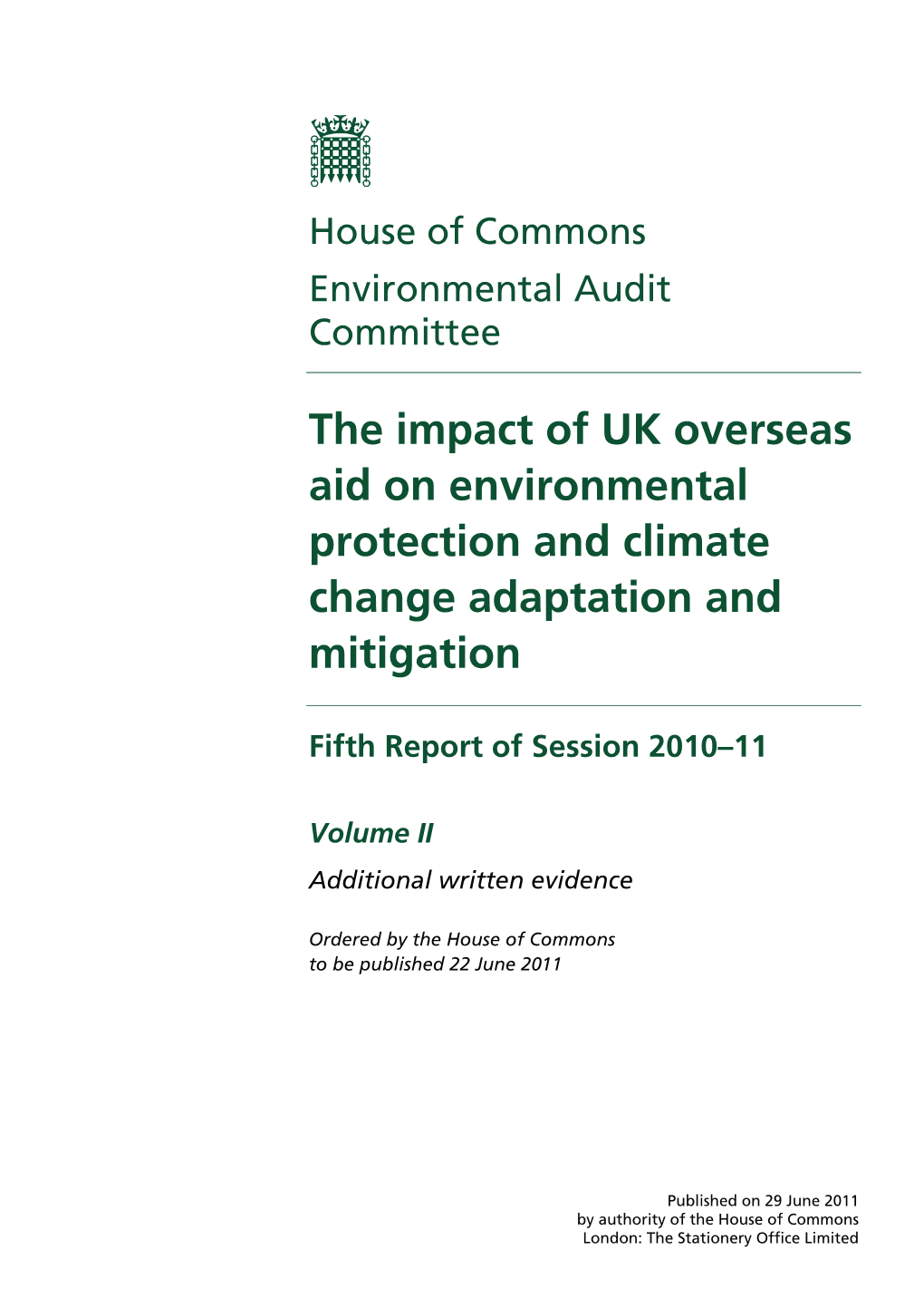 The Impact of UK Overseas Aid on Environmental Protection and Climate Change Adaptation and Mitigation