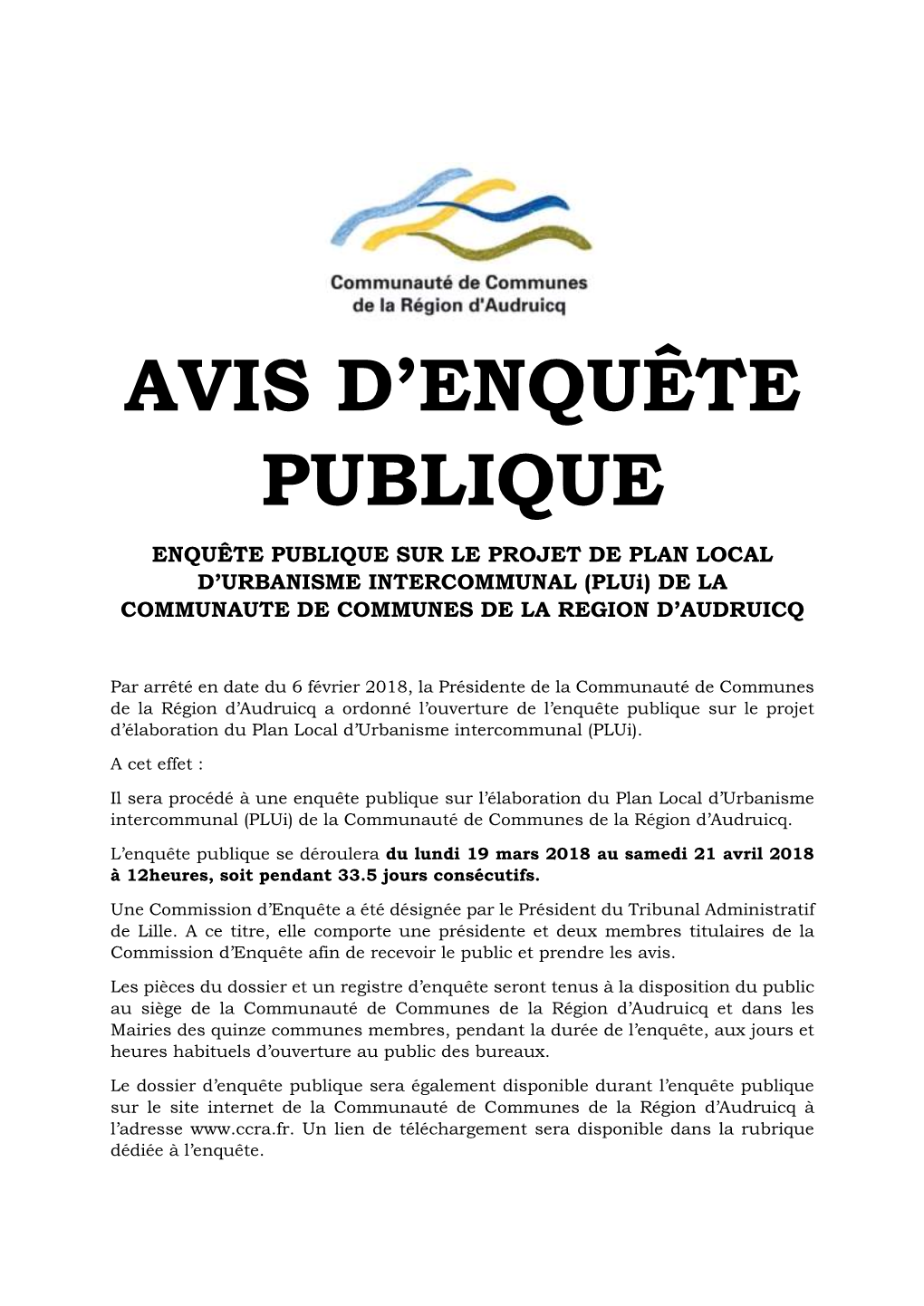 Avis D'enquête Publique