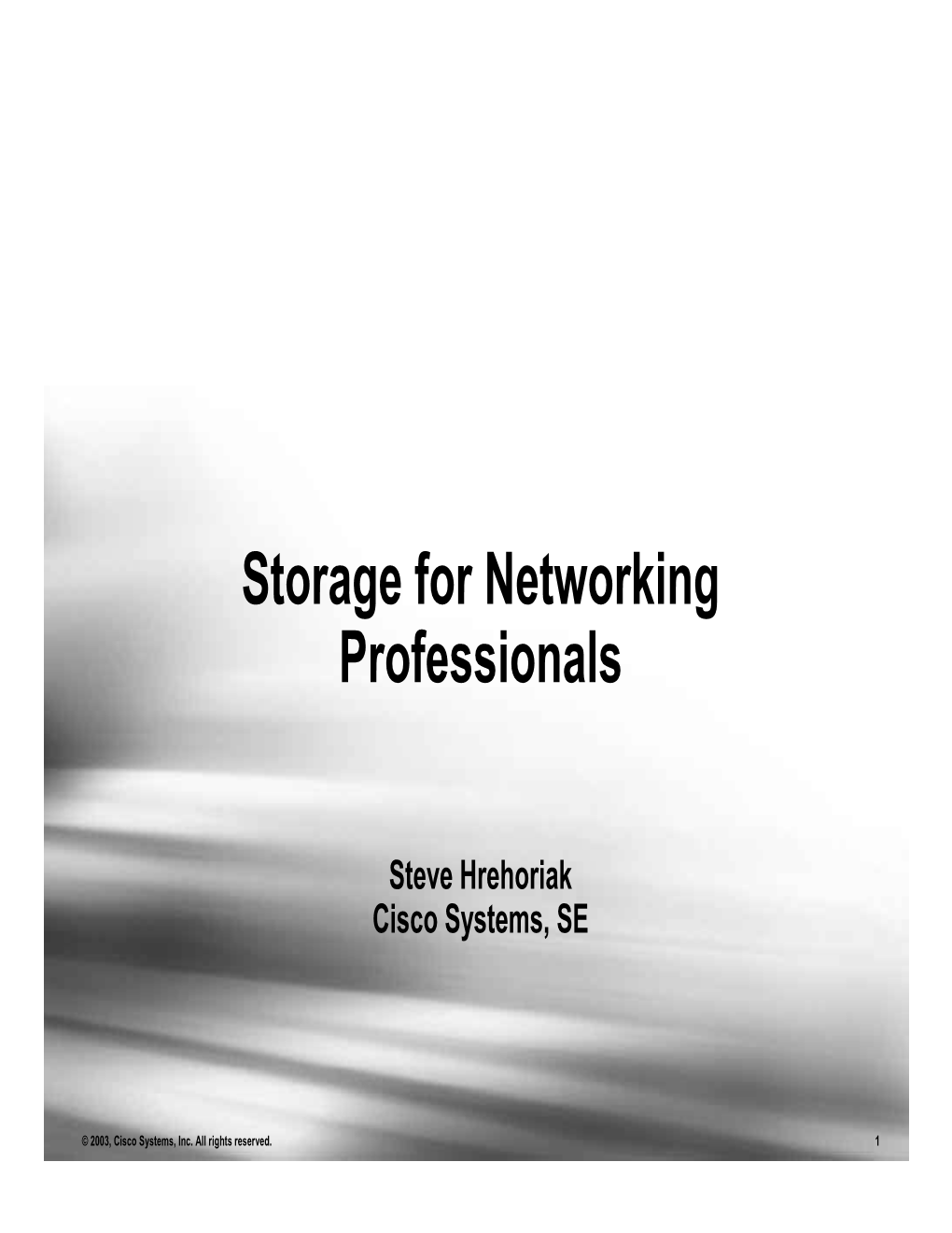 Storage for Networking Professionals