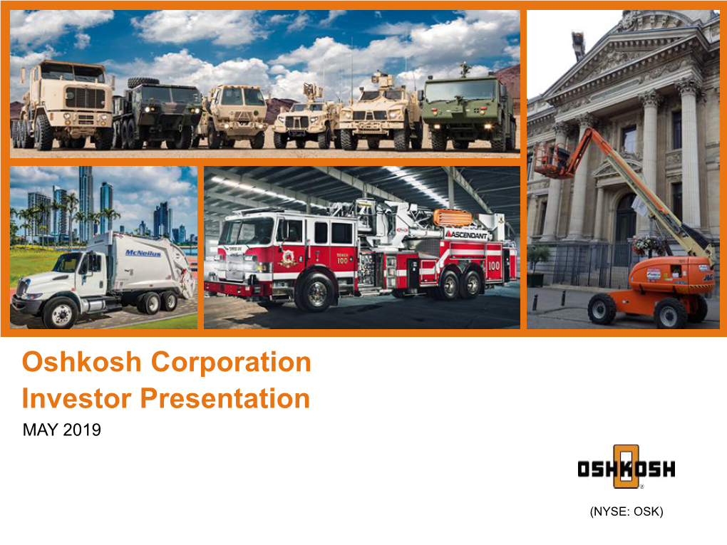 Oshkosh Corporation Investor Presentation MAY 2019