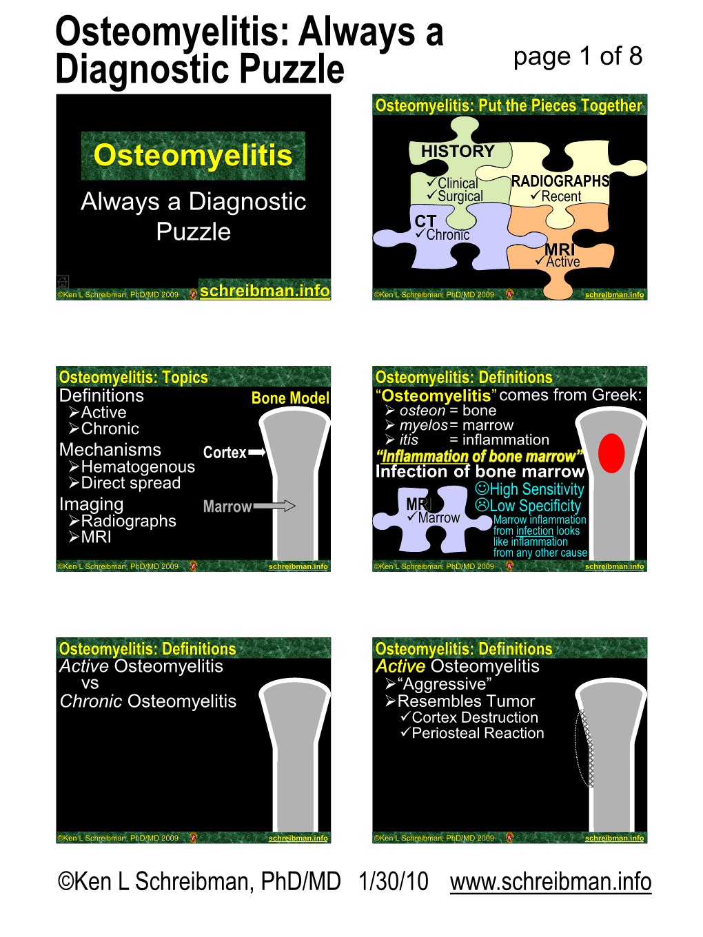 Osteomyelitis: Always a Diagnostic Puzzle Page 1 of 8 Osteomyelitis: Put the Pieces Together