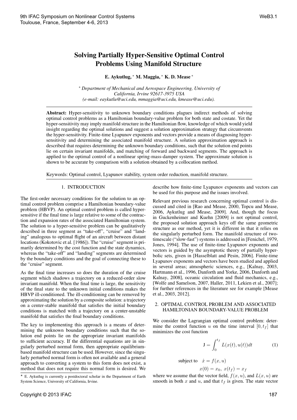 Solving Partially Hyper-Sensitive Optimal Control Problems Using Manifold Structure