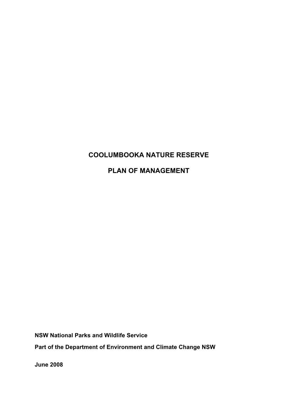 Coolumbooka Nature Reserve Plan of Managementdownload