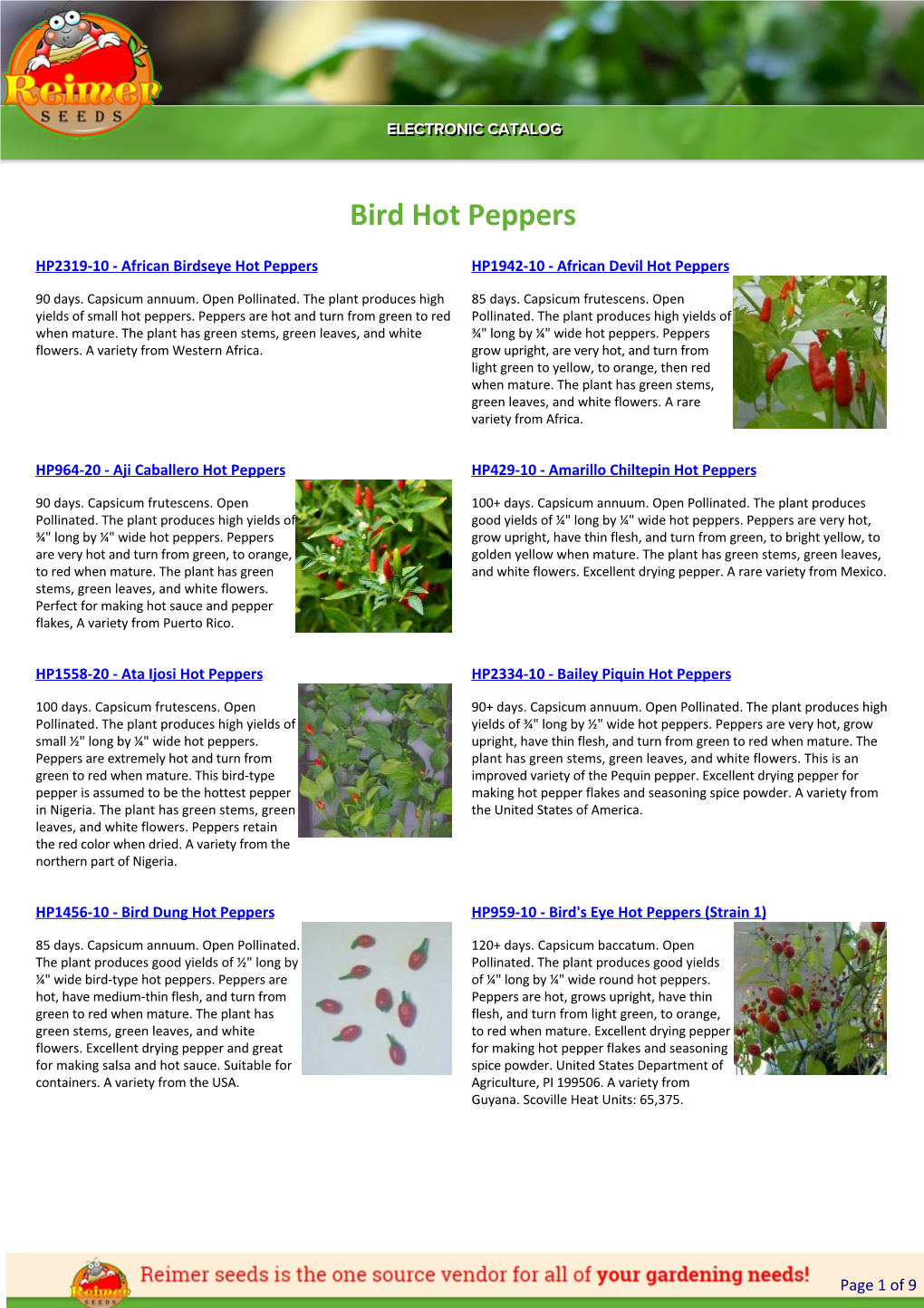 Reimer Seeds Catalog