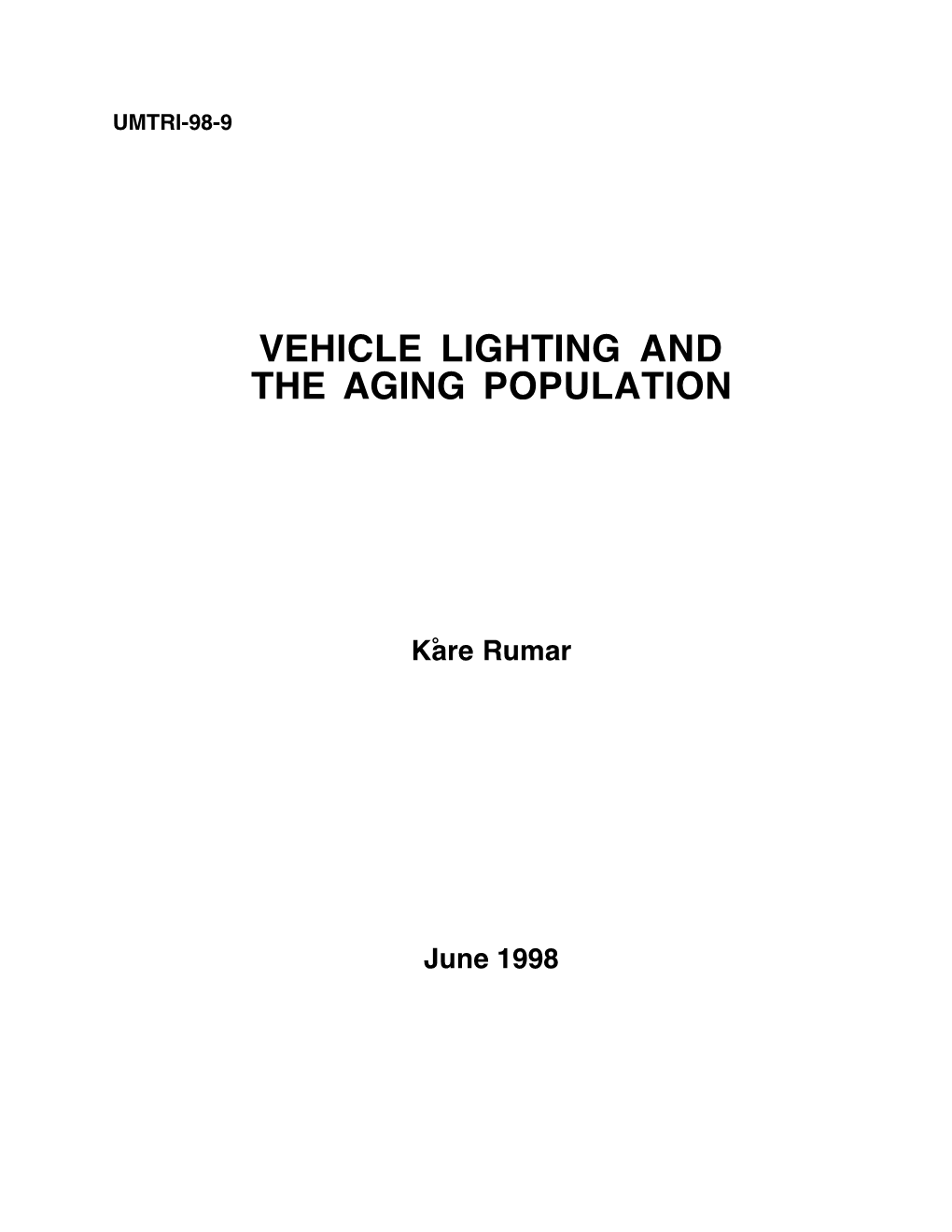 Vehicle Lighting and the Aging Population