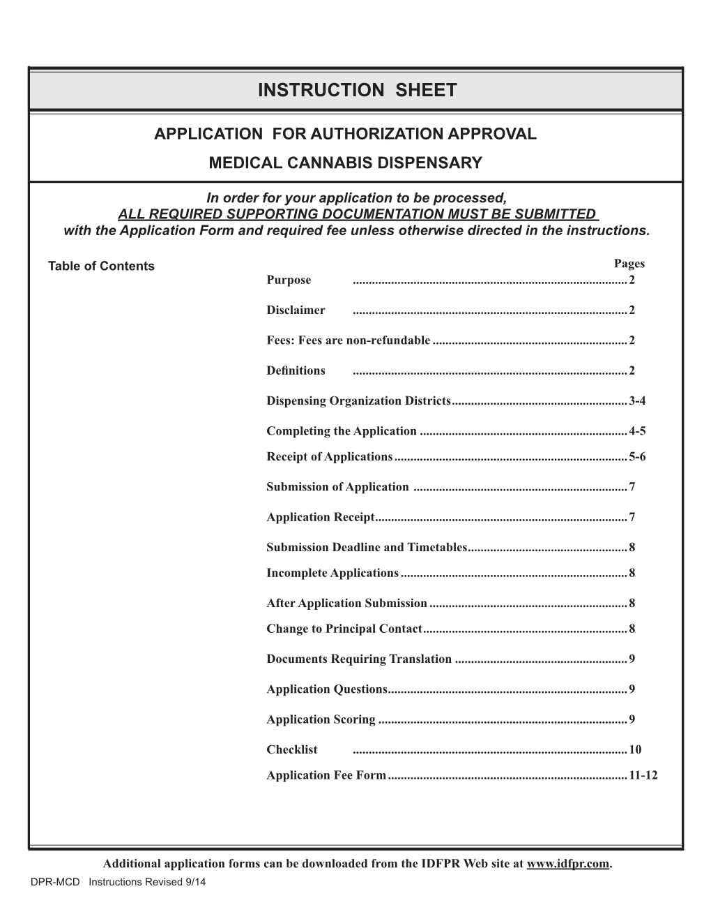 Dispensary Application Instructions