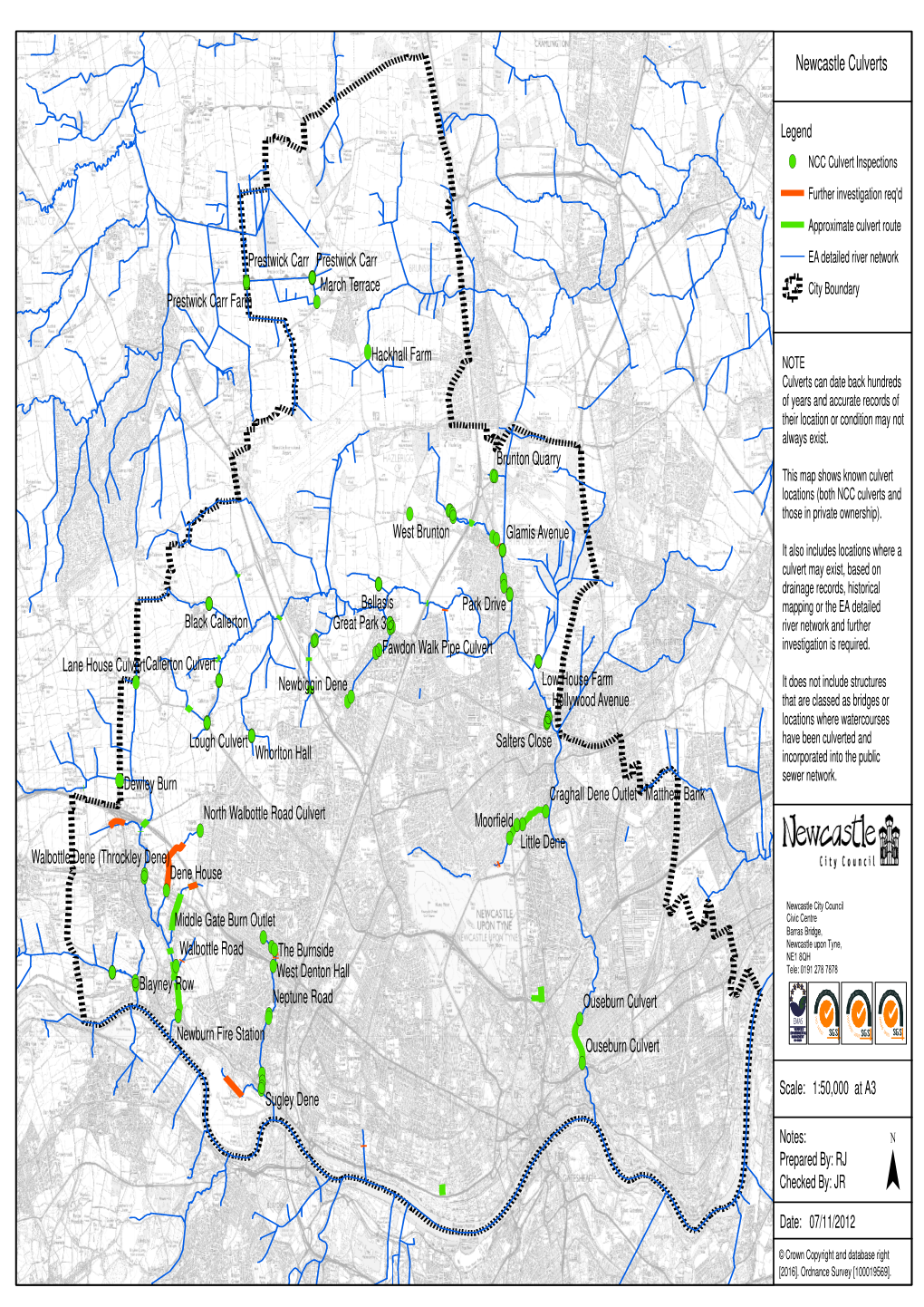 Map Shows Known Culvert Locations (Both NCC Culverts and (! ((!!(! Those in Private Ownership)