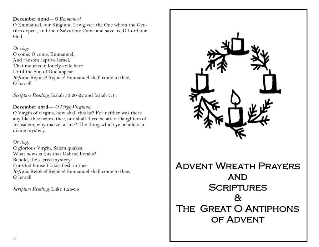 Advent Wreath Prayers and Scriptures & the Great O Antiphons of Advent
