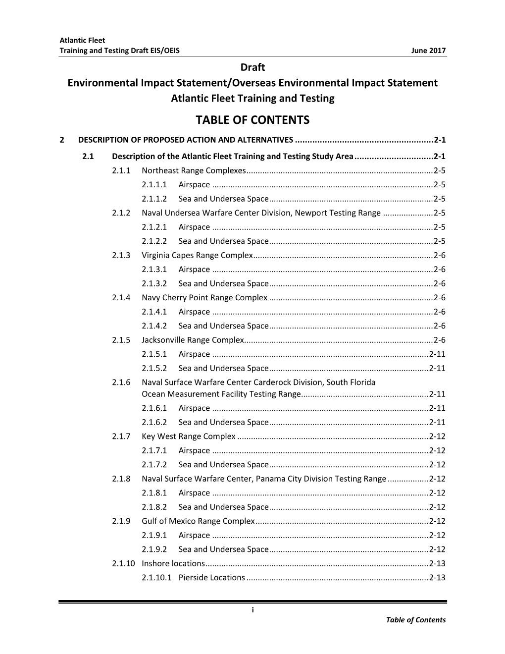 2 Description of Proposed Action and Alternatives