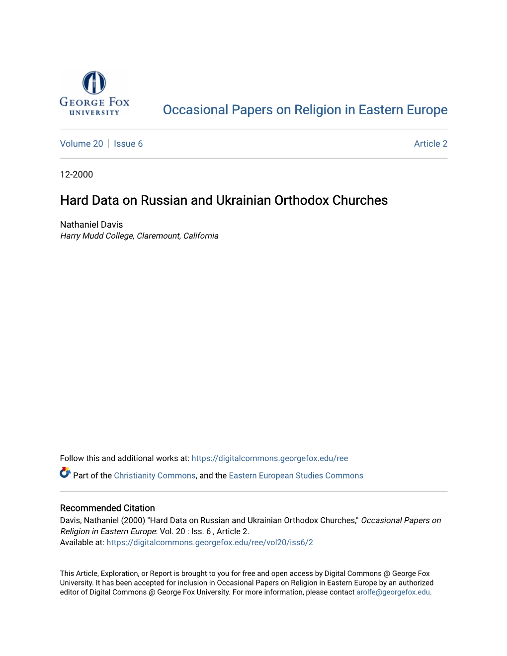 Hard Data on Russian and Ukrainian Orthodox Churches