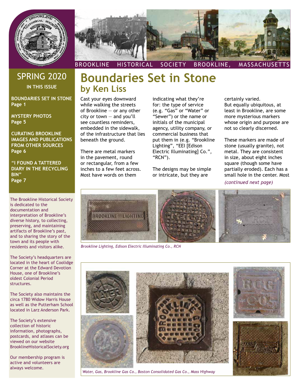 Boundaries Set in Stone in THIS ISSUE by Ken Liss BOUNDARIES SET in STONE Cast Your Eyes Downward Indicating What They’Re Certainly Varied