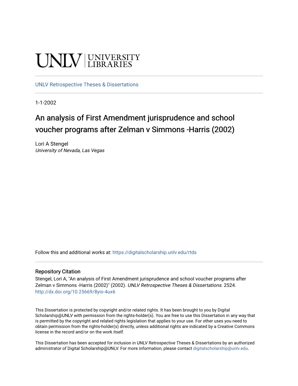 An Analysis of First Amendment Jurisprudence and School Voucher Programs After Zelman V Simmons -Harris (2002)