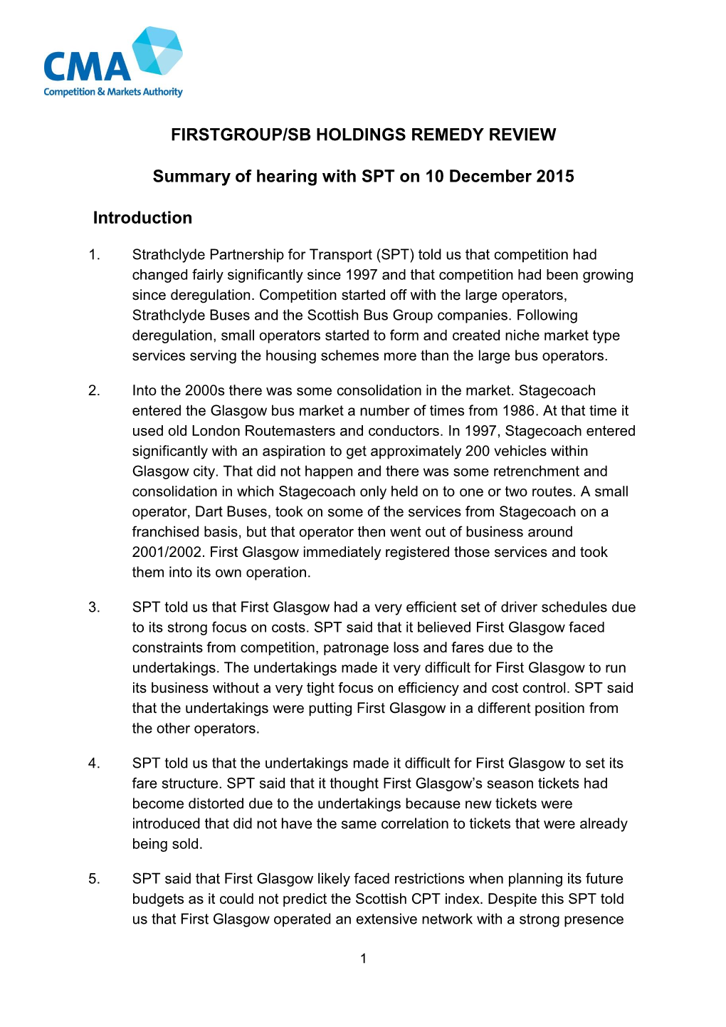 Summary of Hearing with SPT on 10 December 2015