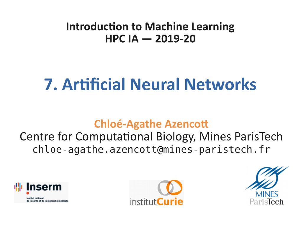 7. Artificial Neural Networks