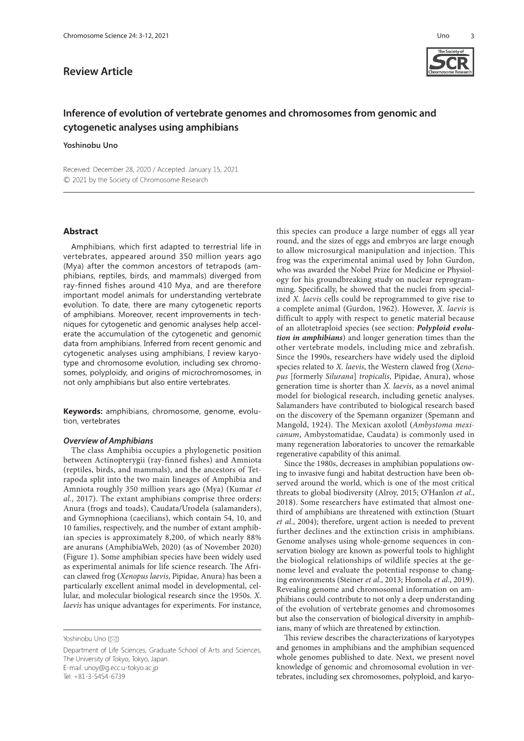 Inference of Evolution of Vertebrate Genomes and Chromosomes from Genomic and Cytogenetic Analyses Using Amphibians