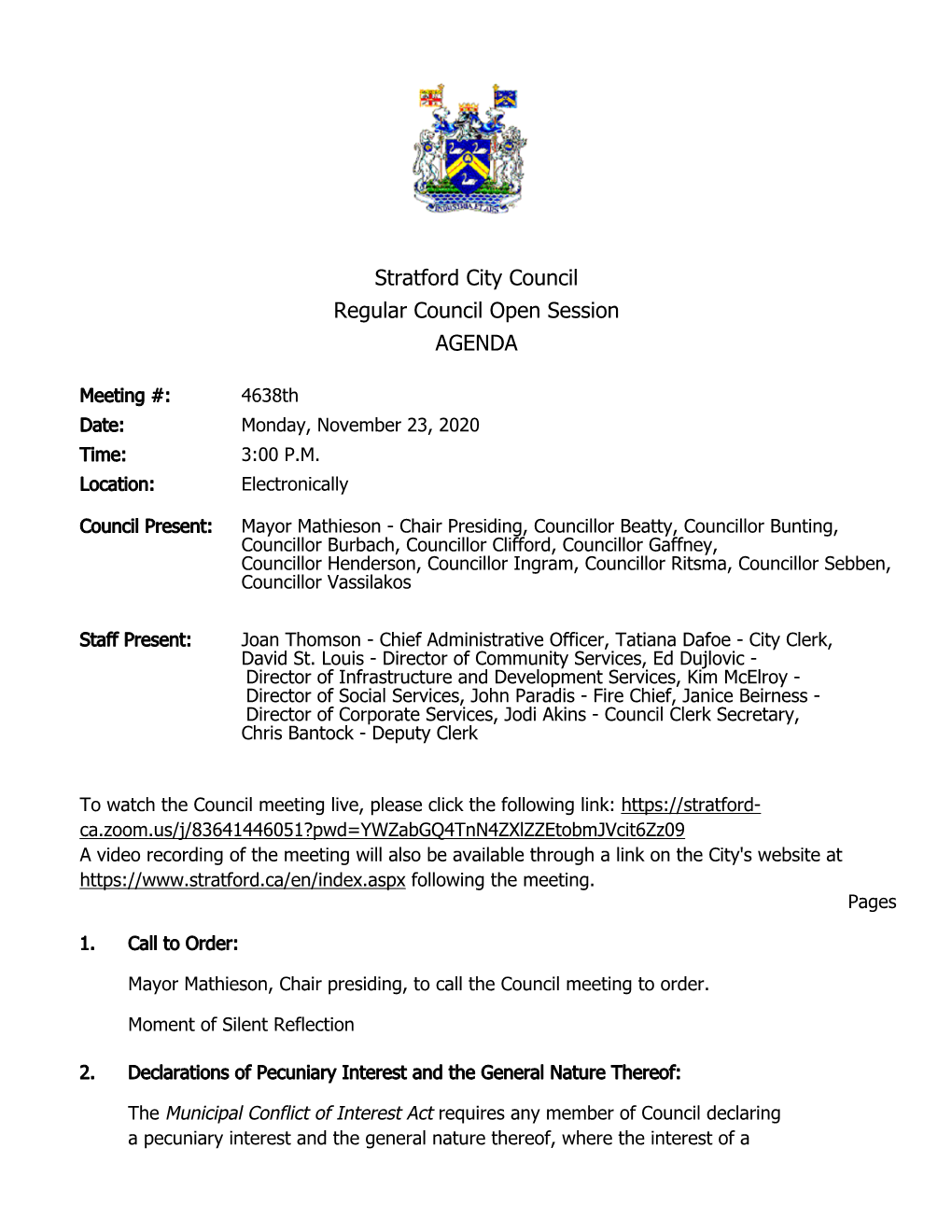 Regular Council Agenda