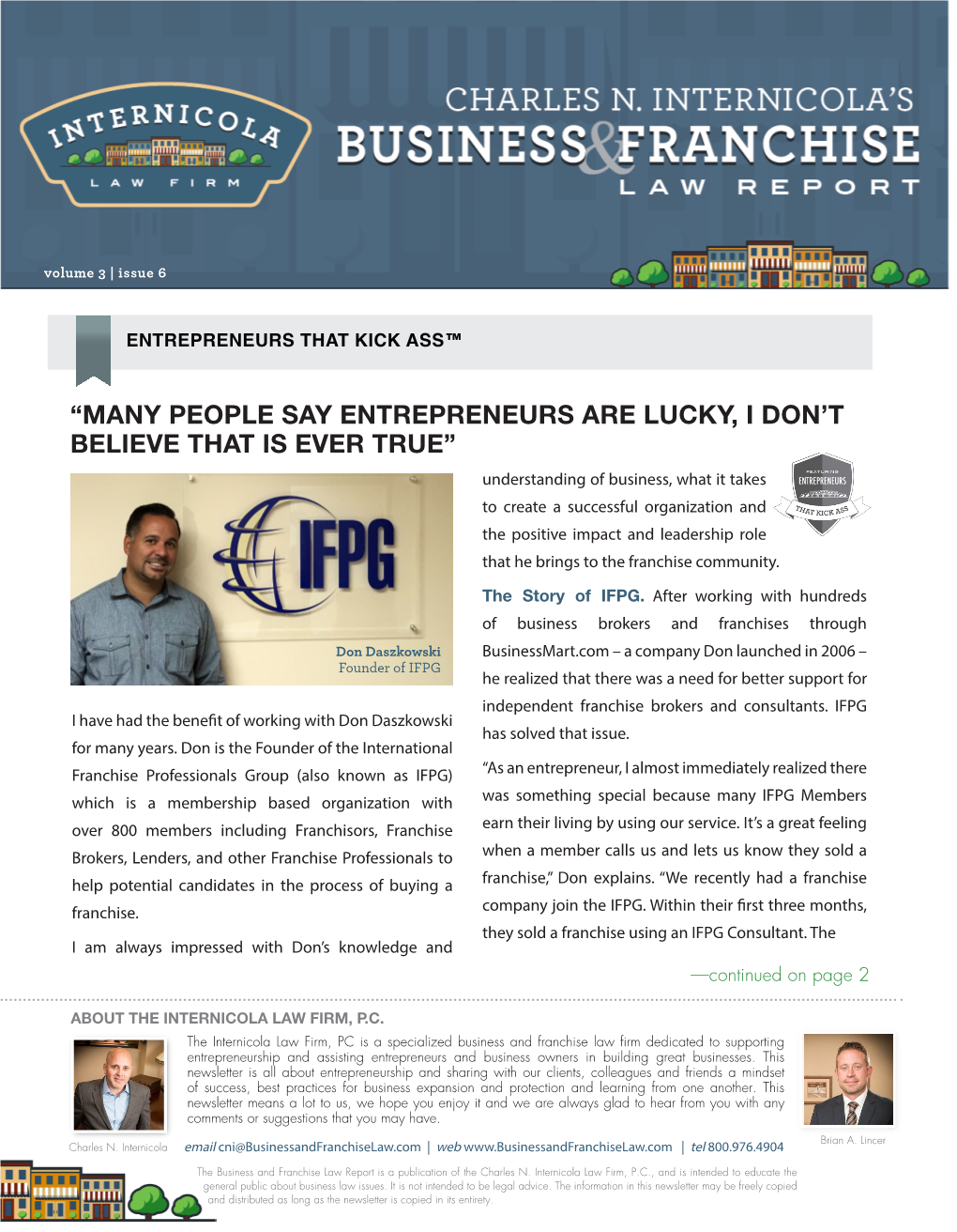 Business and Franchise Law Report Vol. 3 Issue 6