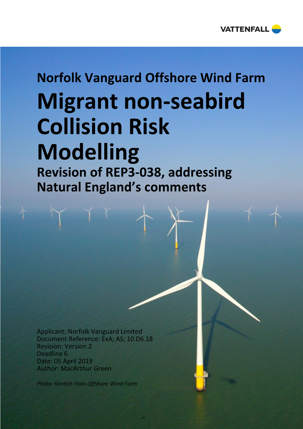 Migrant Non-Seabird Collision Risk Modelling Revision of REP3-038, Addressing Natural England’S Comments