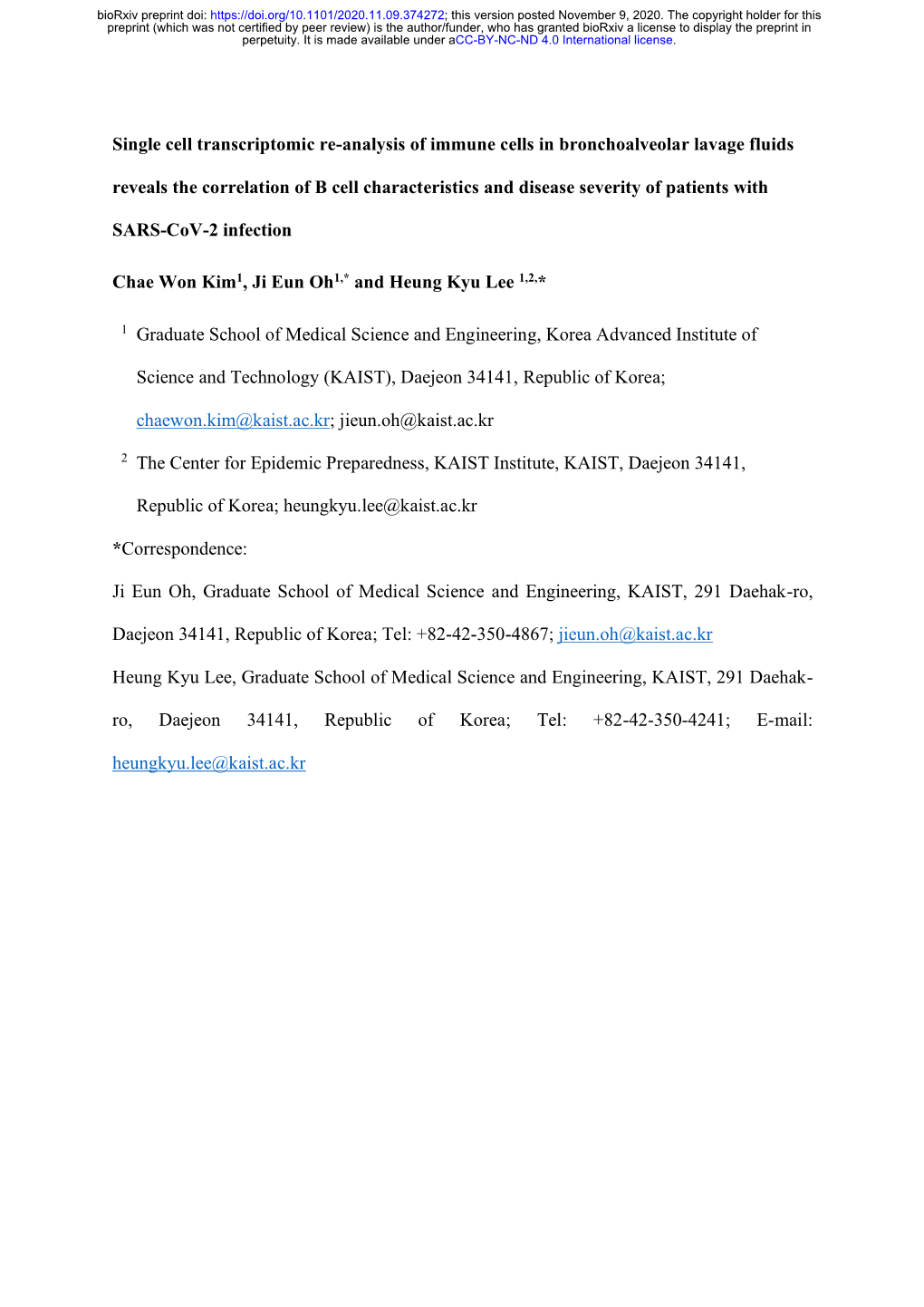 Single Cell Transcriptomic Re-Analysis of Immune Cells in Bronchoalveolar Lavage Fluids