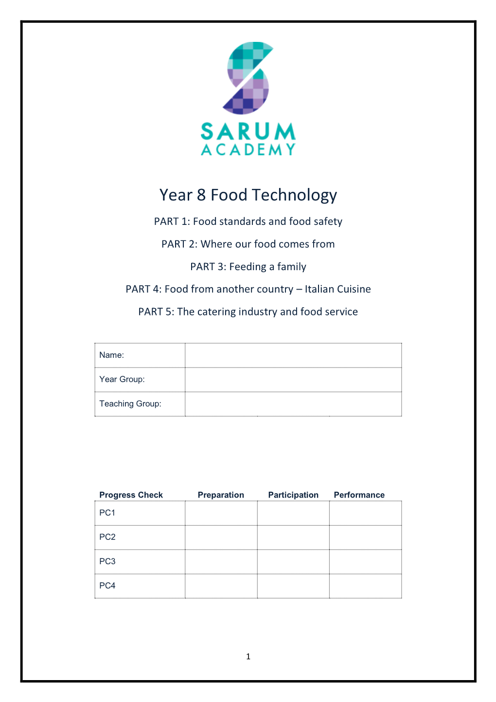 Year 8 Food Technology Remote Learning