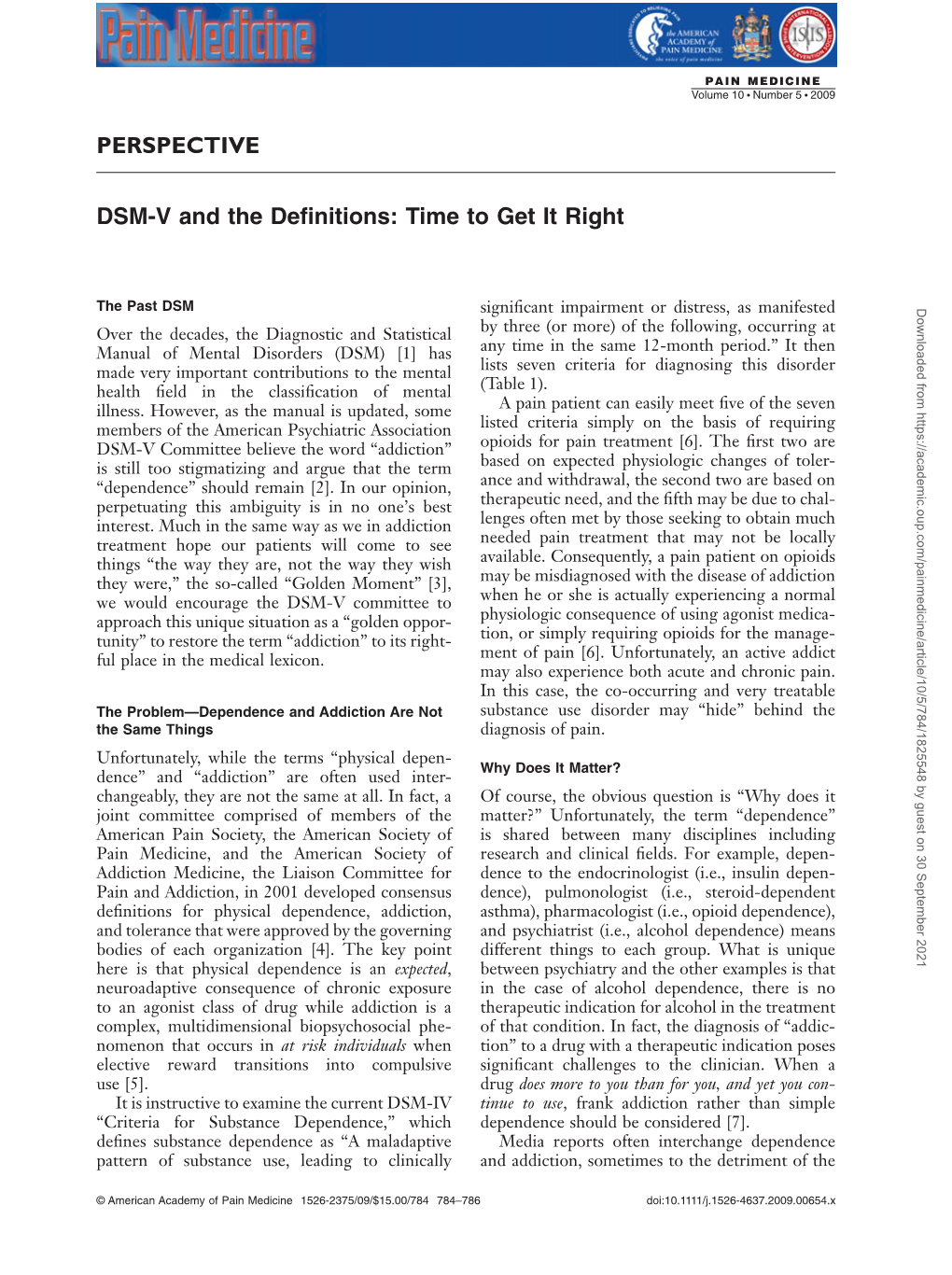 DSM-V and the Definitions: Time to Get It Right