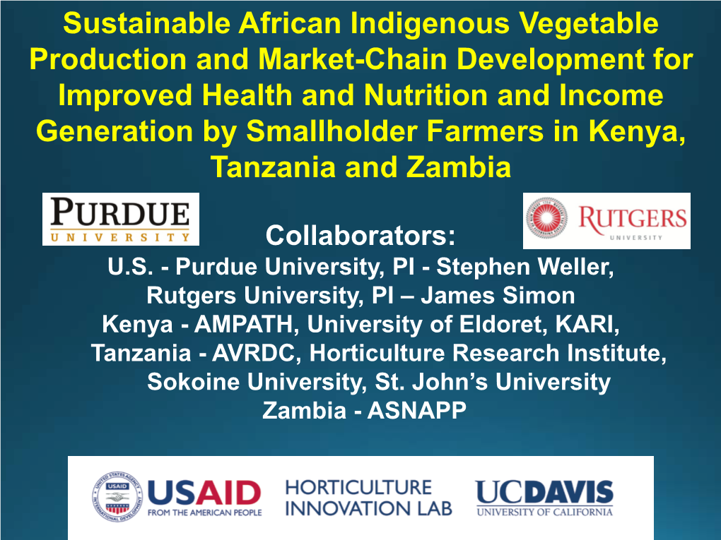 Research on African Indigenous Vegetables