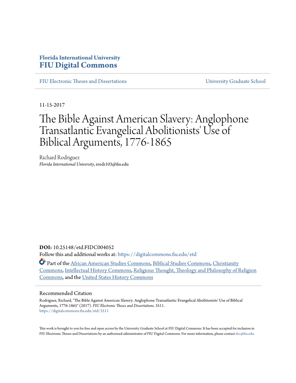 The Bible Against American Slavery: Anglophone