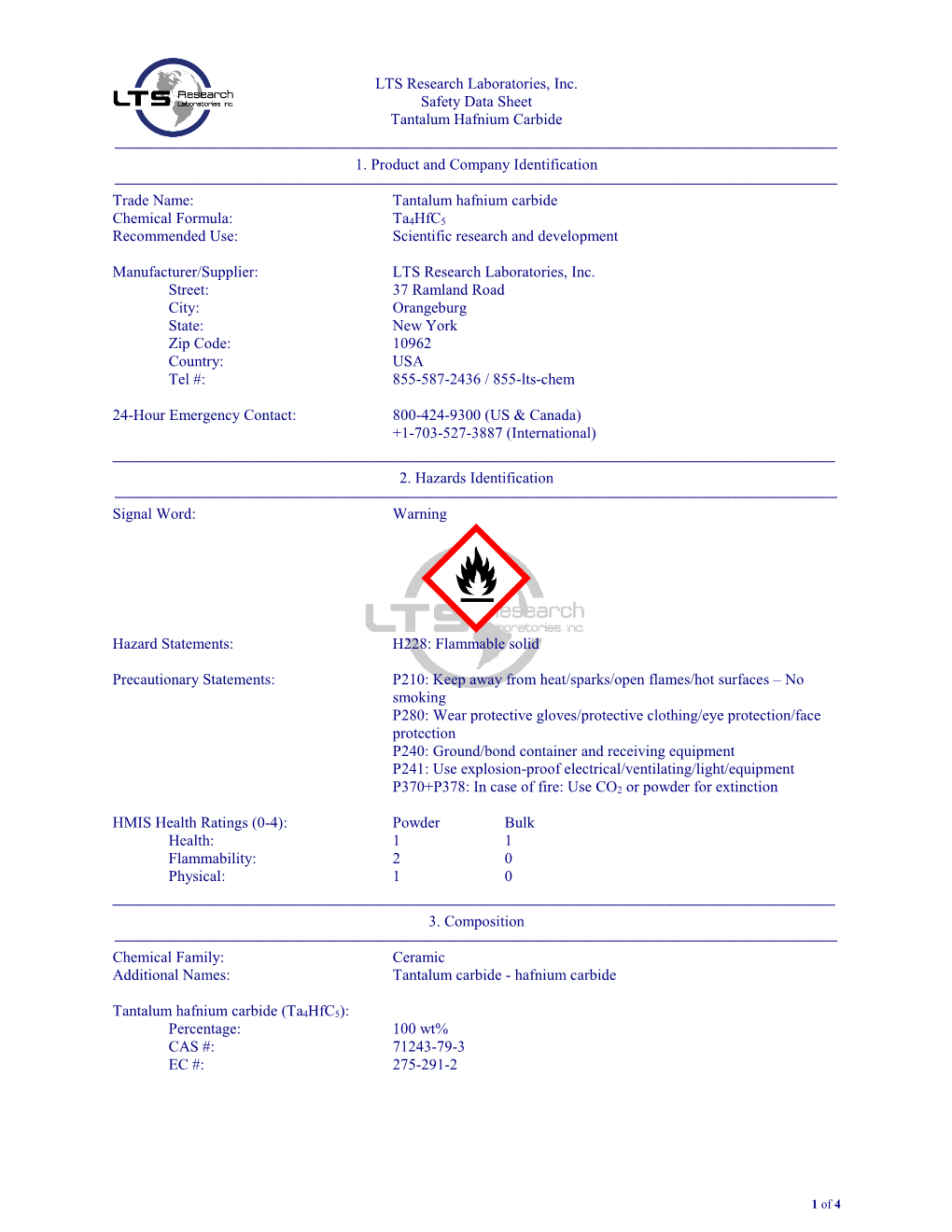 Material Safety Data Sheet