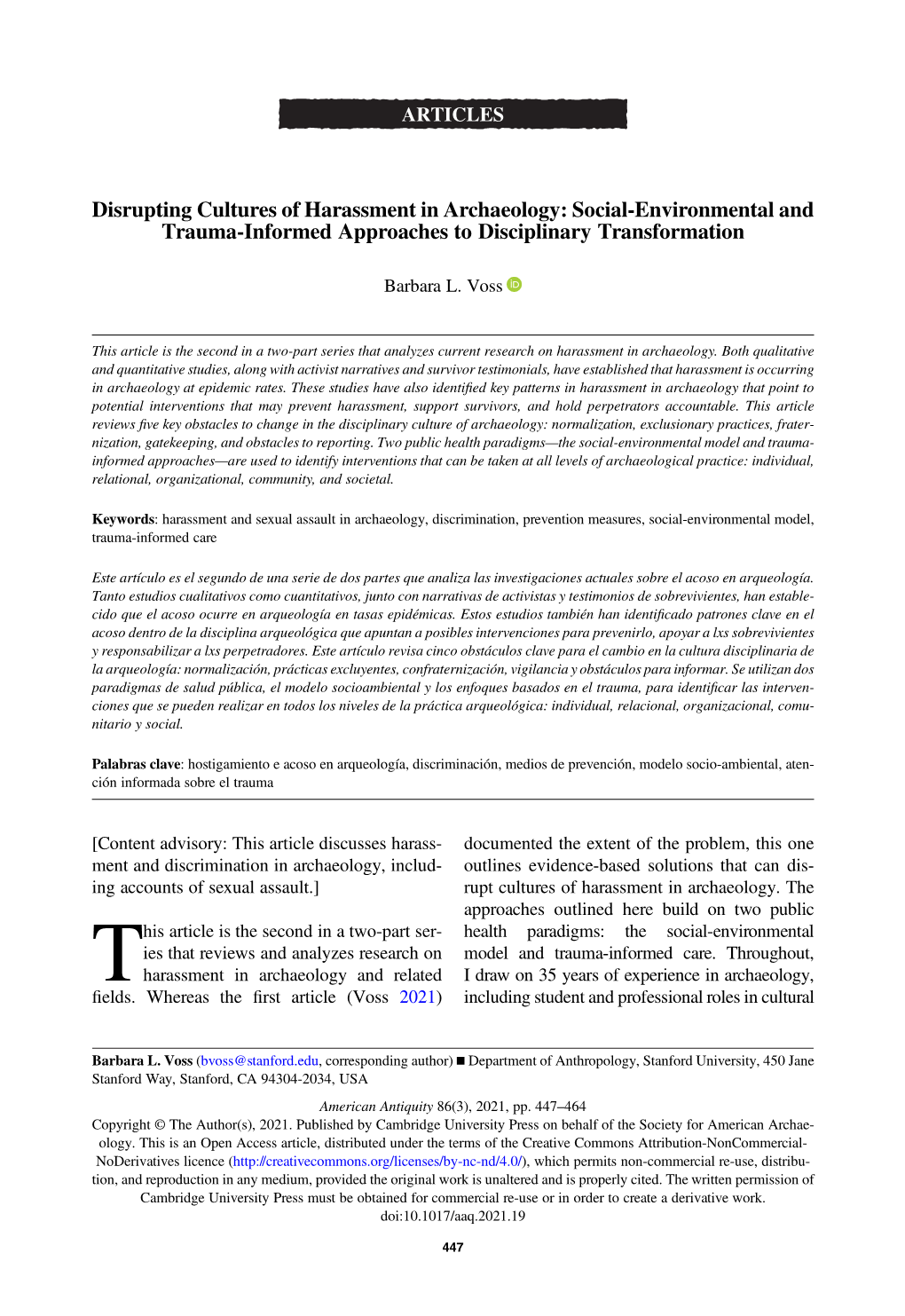 Disrupting Cultures of Harassment in Archaeology: Social-Environmental and Trauma-Informed Approaches to Disciplinary Transformation