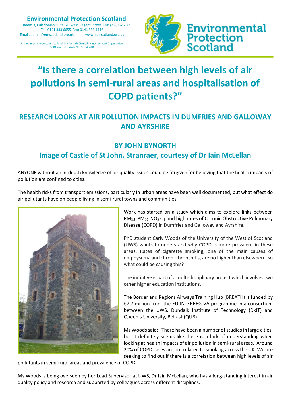 Is There a Correlation Between High Levels of Air Pollutions in Semi-Rural Areas and Hospitalisation of COPD Patients?”