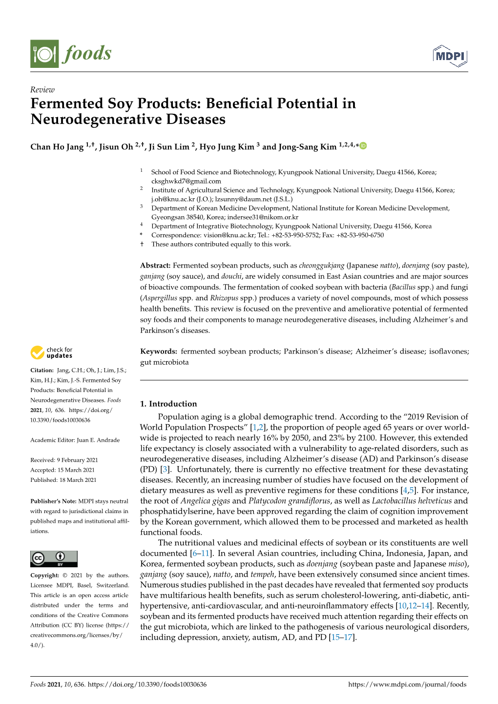 Fermented Soy Products: Beneﬁcial Potential in Neurodegenerative Diseases