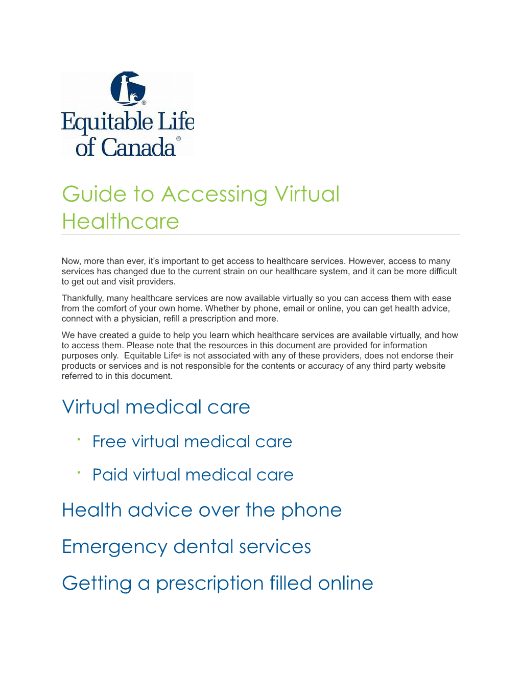 Guide to Accessing Virtual Healthcare