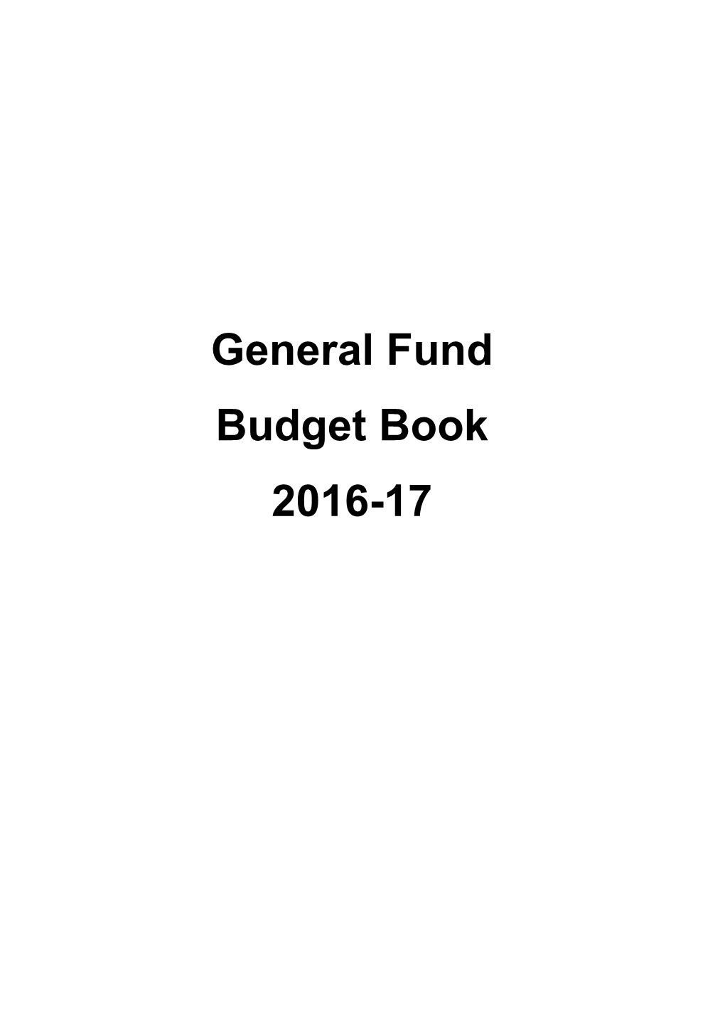 General Fund Budget Book 2016-17
