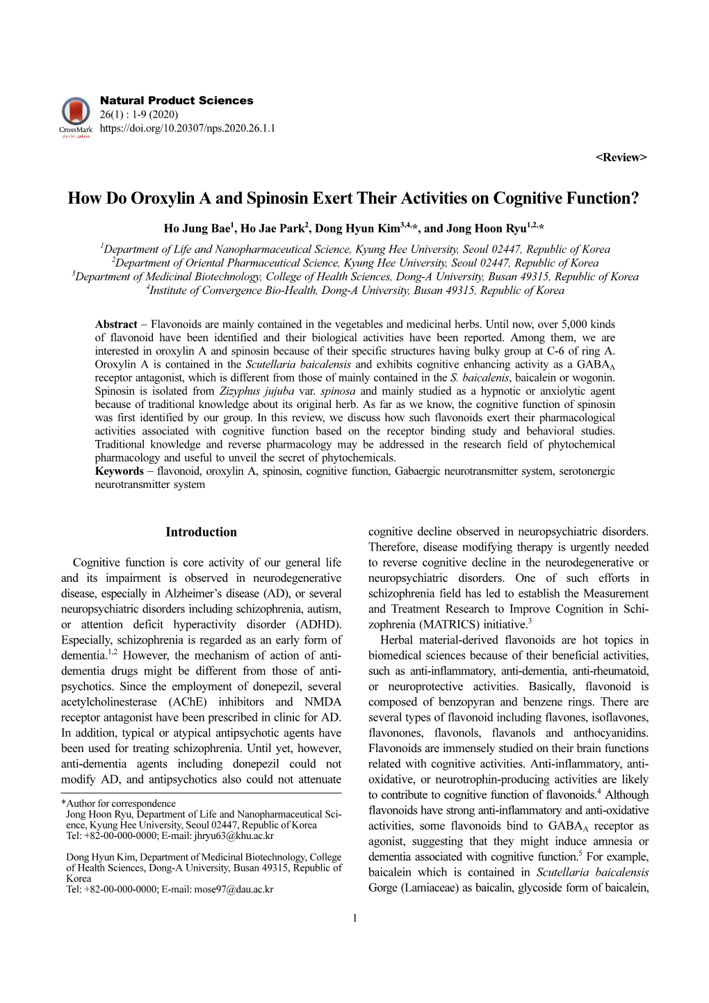 How Do Oroxylin a and Spinosin Exert Their Activities on Cognitive Function?