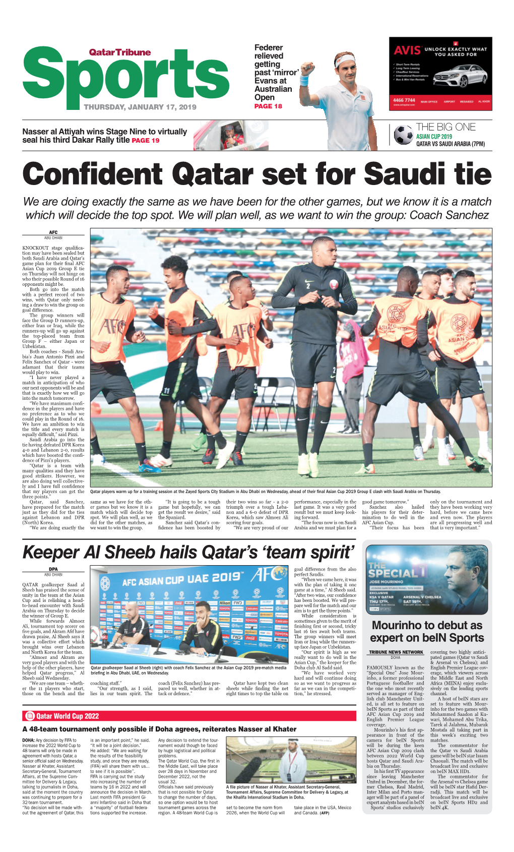 Confident Qatar Set for Saudi Tie We Are Doing Exactly the Same As We Have Been for the Other Games, but We Know It Is a Match Which Will Decide the Top Spot