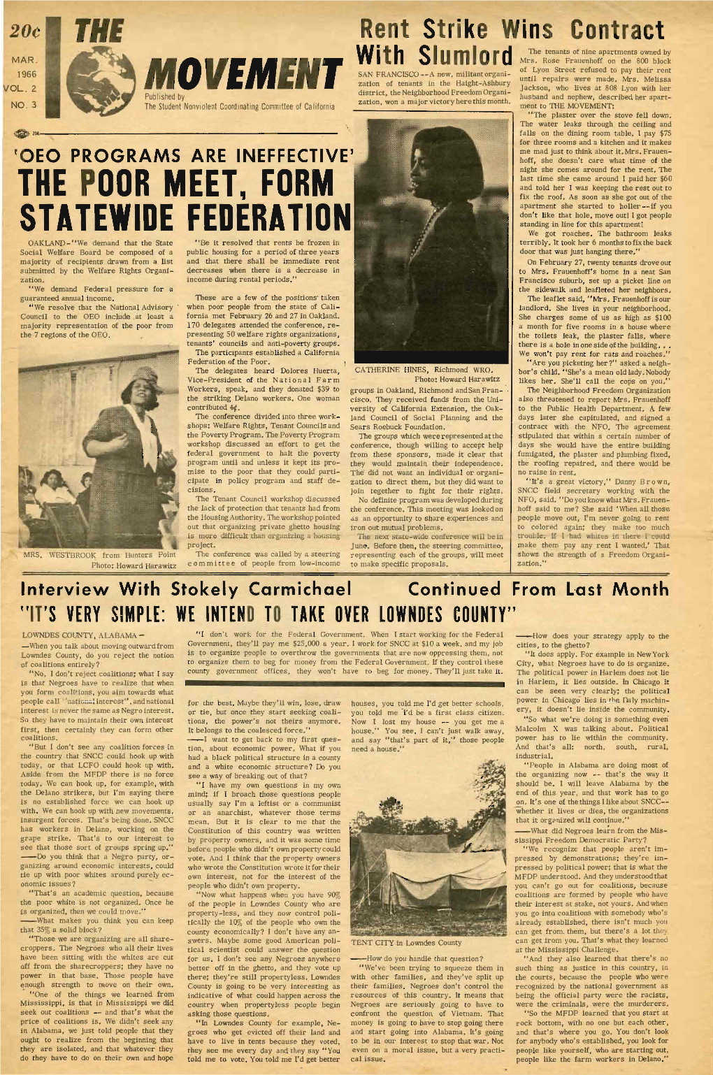 The Movement, March 1966. Vol. 2 No. 3