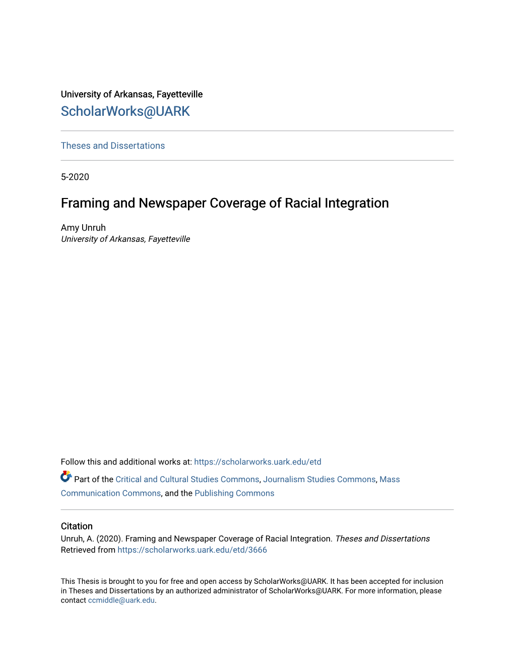 Framing and Newspaper Coverage of Racial Integration