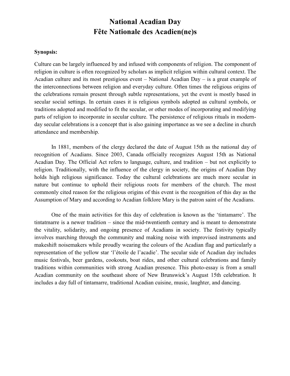 National Acadian Day Fête Nationale Des Acadien(Ne)S