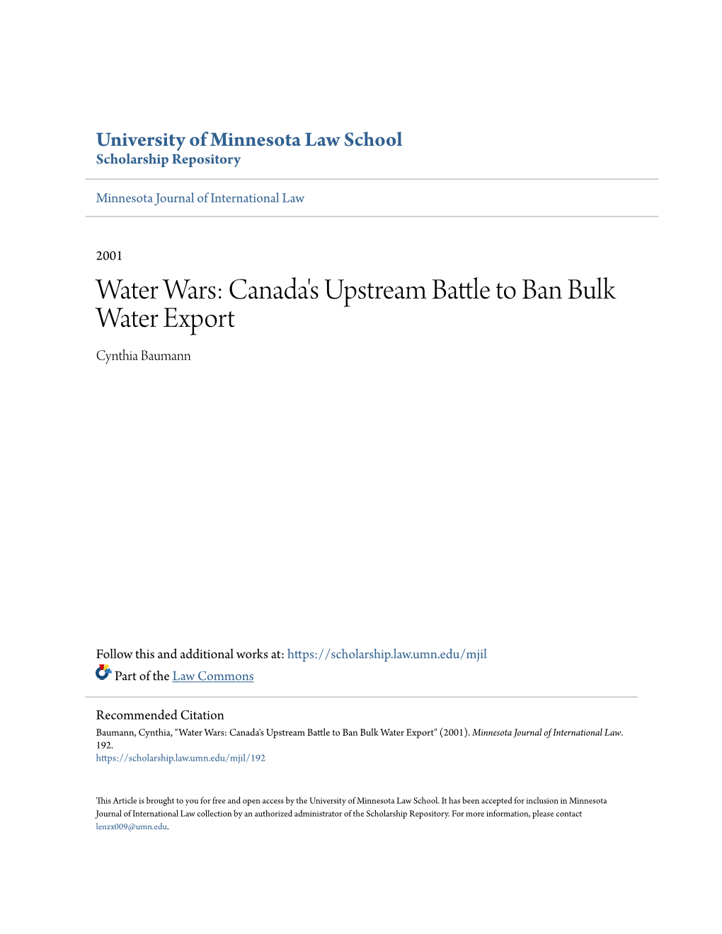 Water Wars: Canada's Upstream Battle to Ban Bulk Water Export