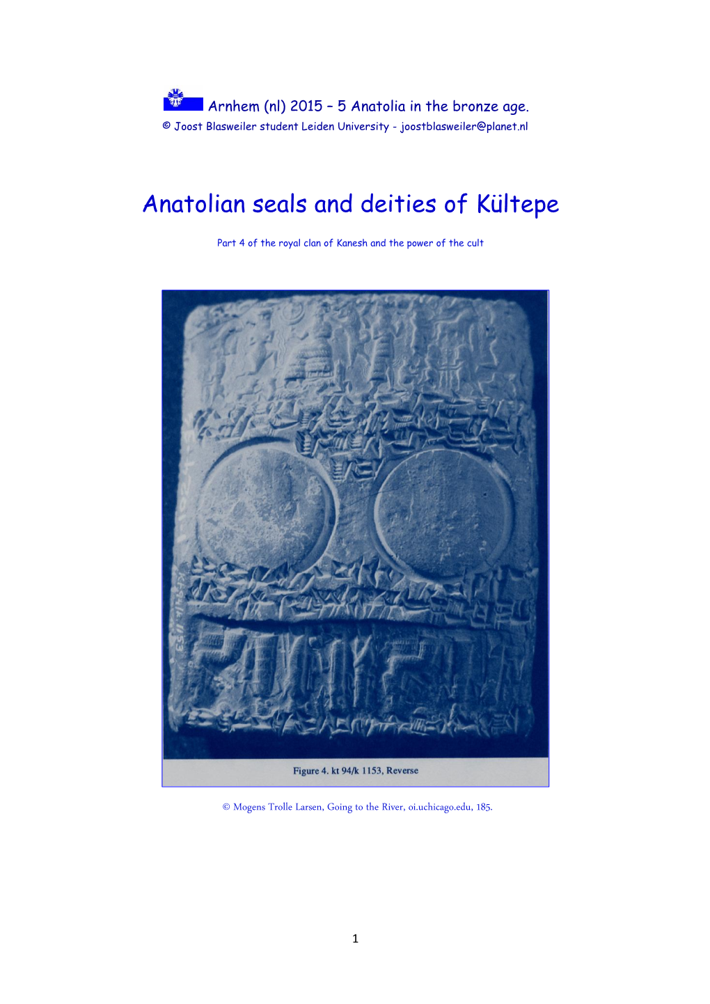 Anatolian Seals and Deities of Kültepe
