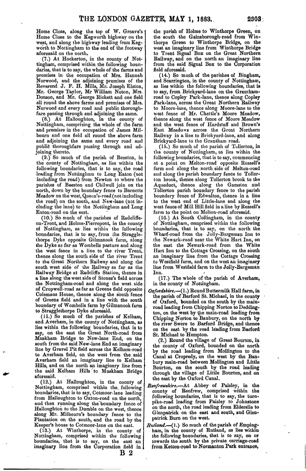 The London Gazette, May 1, 1883. 2303