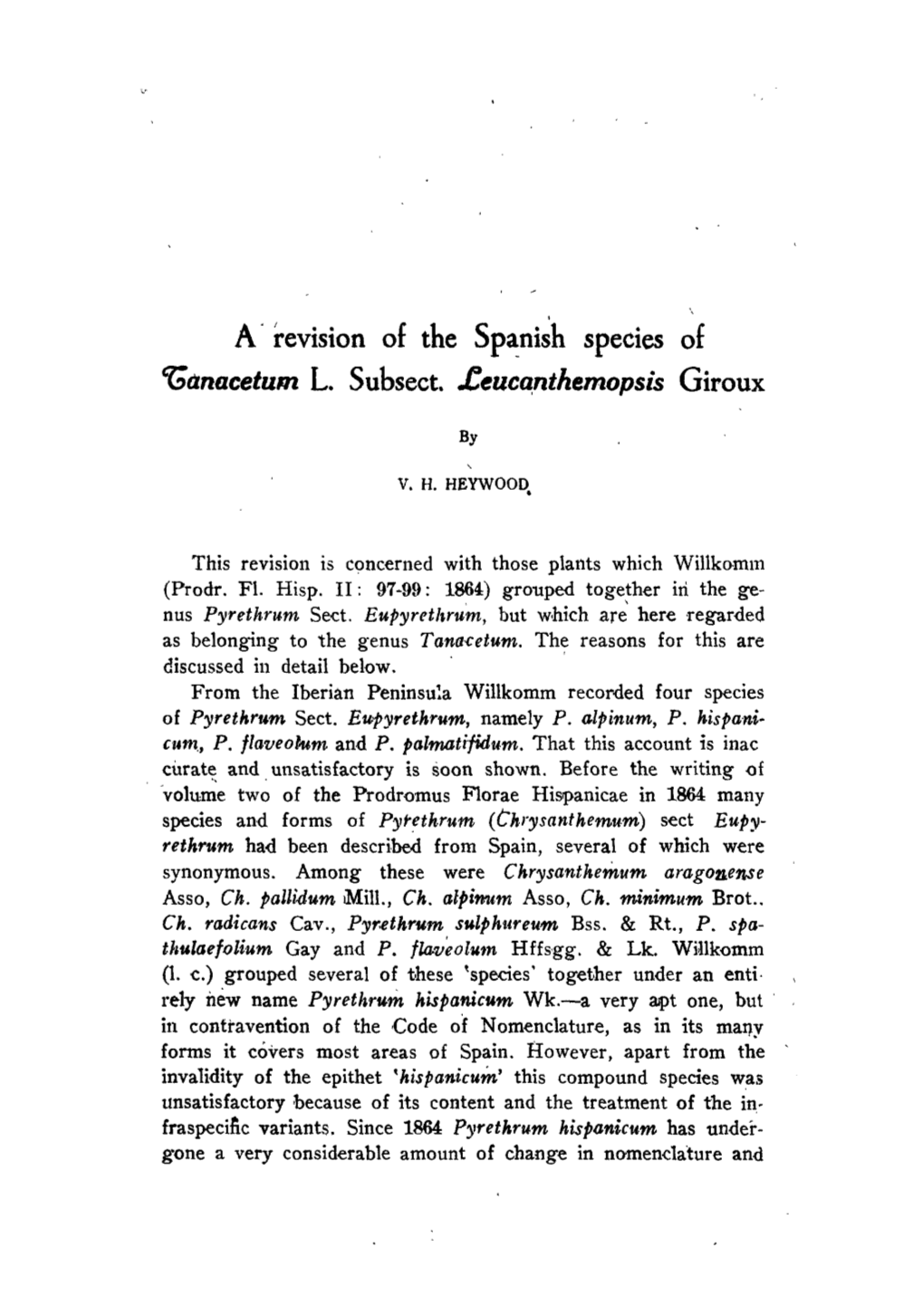 A Revisión of the Spanish Species of Tanacetum L Subsect