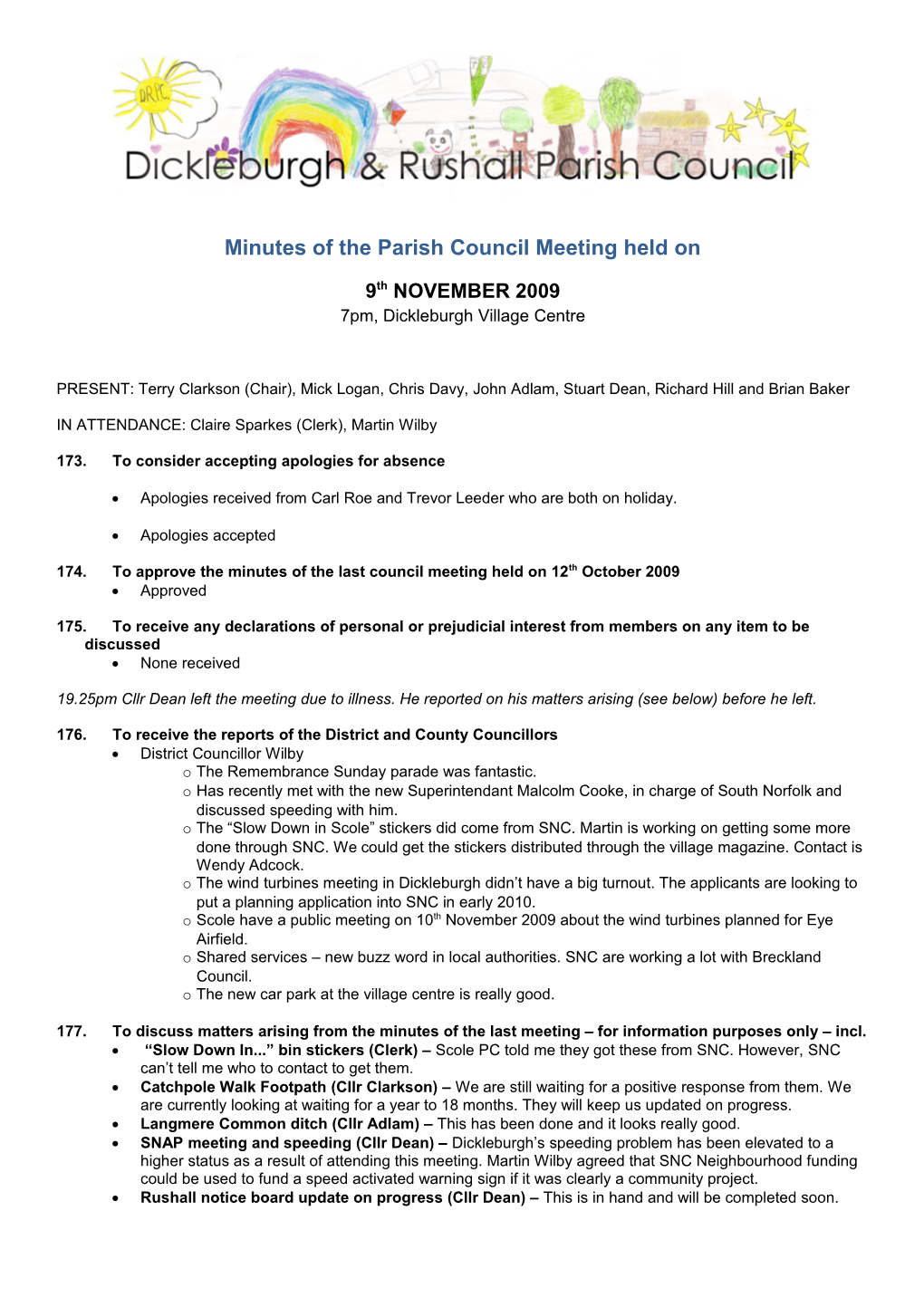 Minutes of the Parish Council Meeting Held On s1