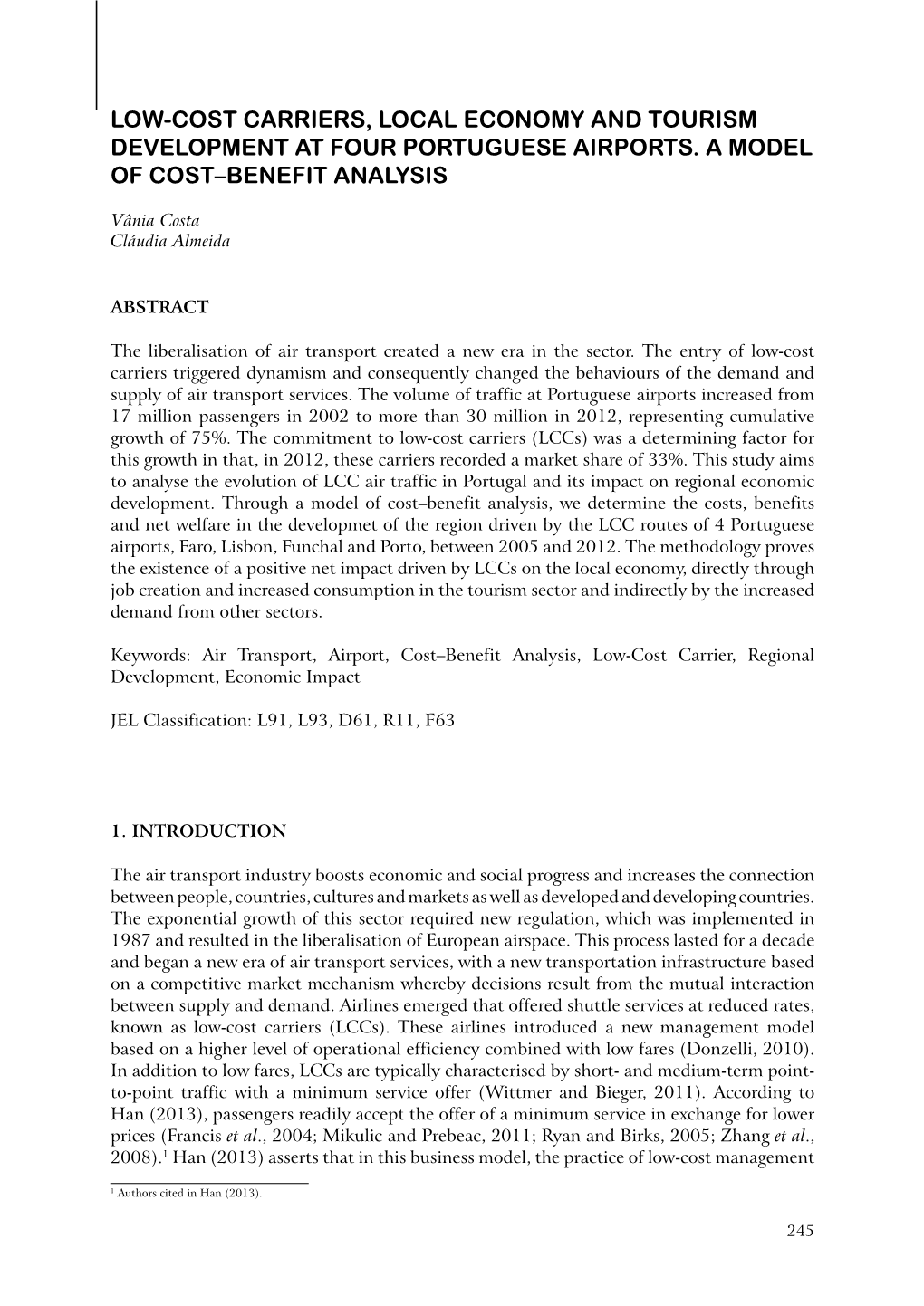 Low-Cost Carriers, Local Economy and Tourism Development at Four Portuguese Airports