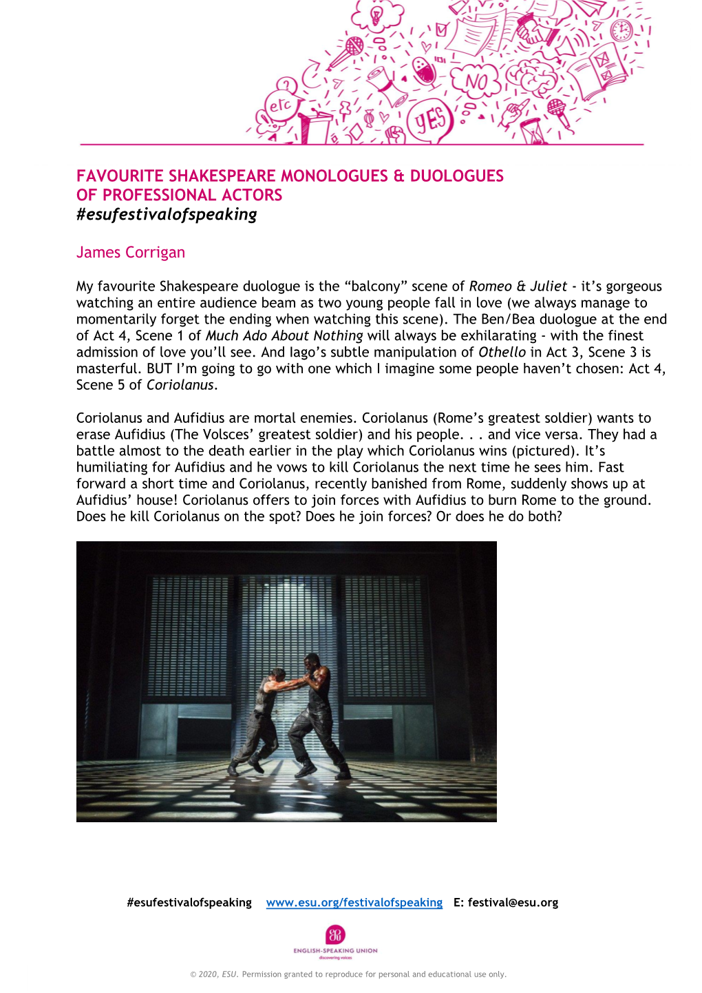 Coriolanus – Duologue