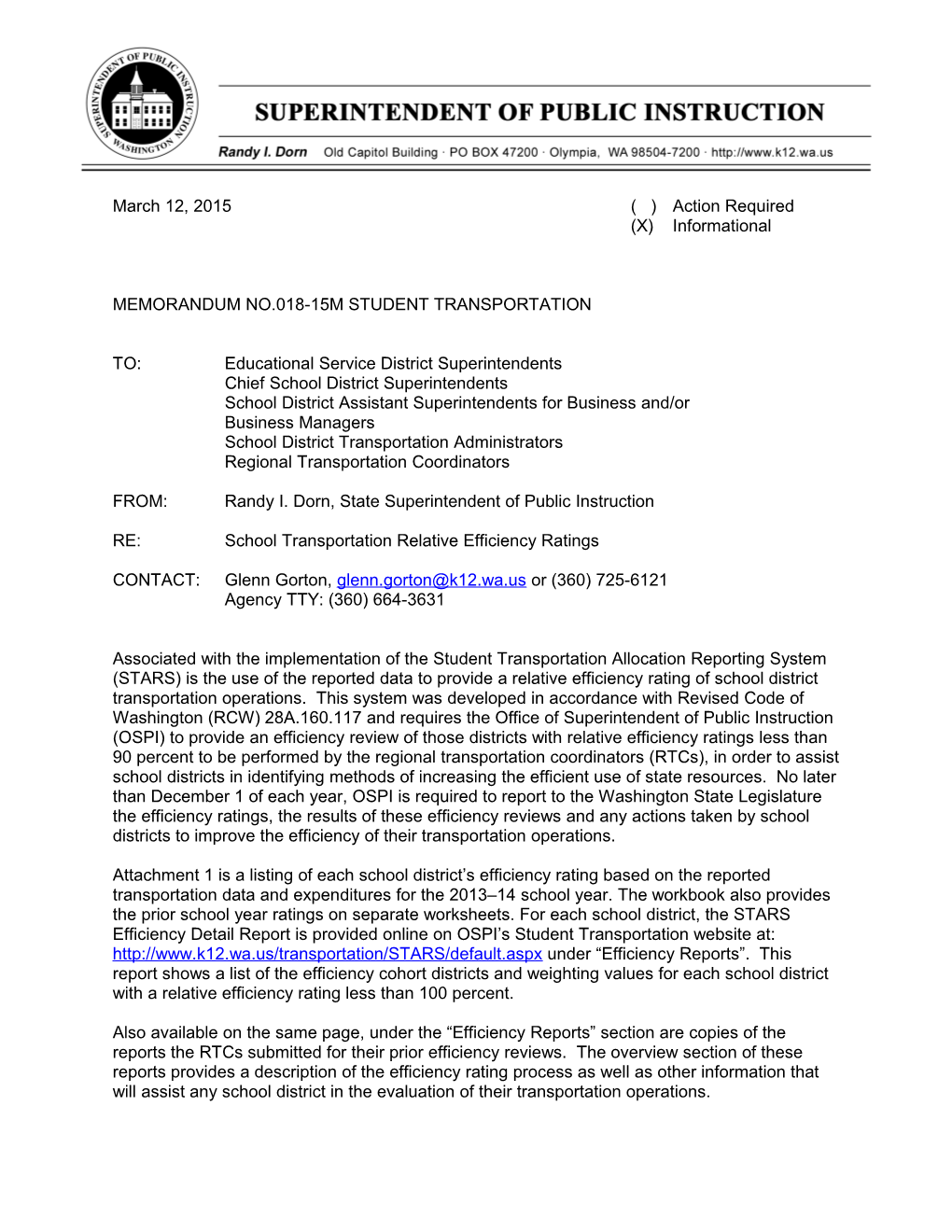 School Transportation Relative Efficiency Ratings