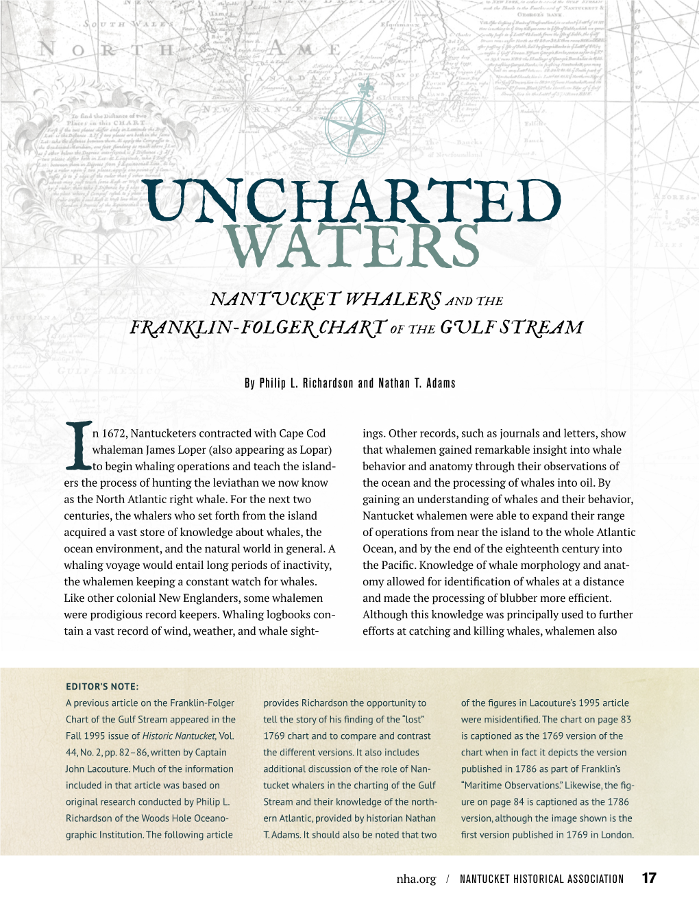 Nantucket Whalers and the Franklin-Folger Chart of the Gulf Stream